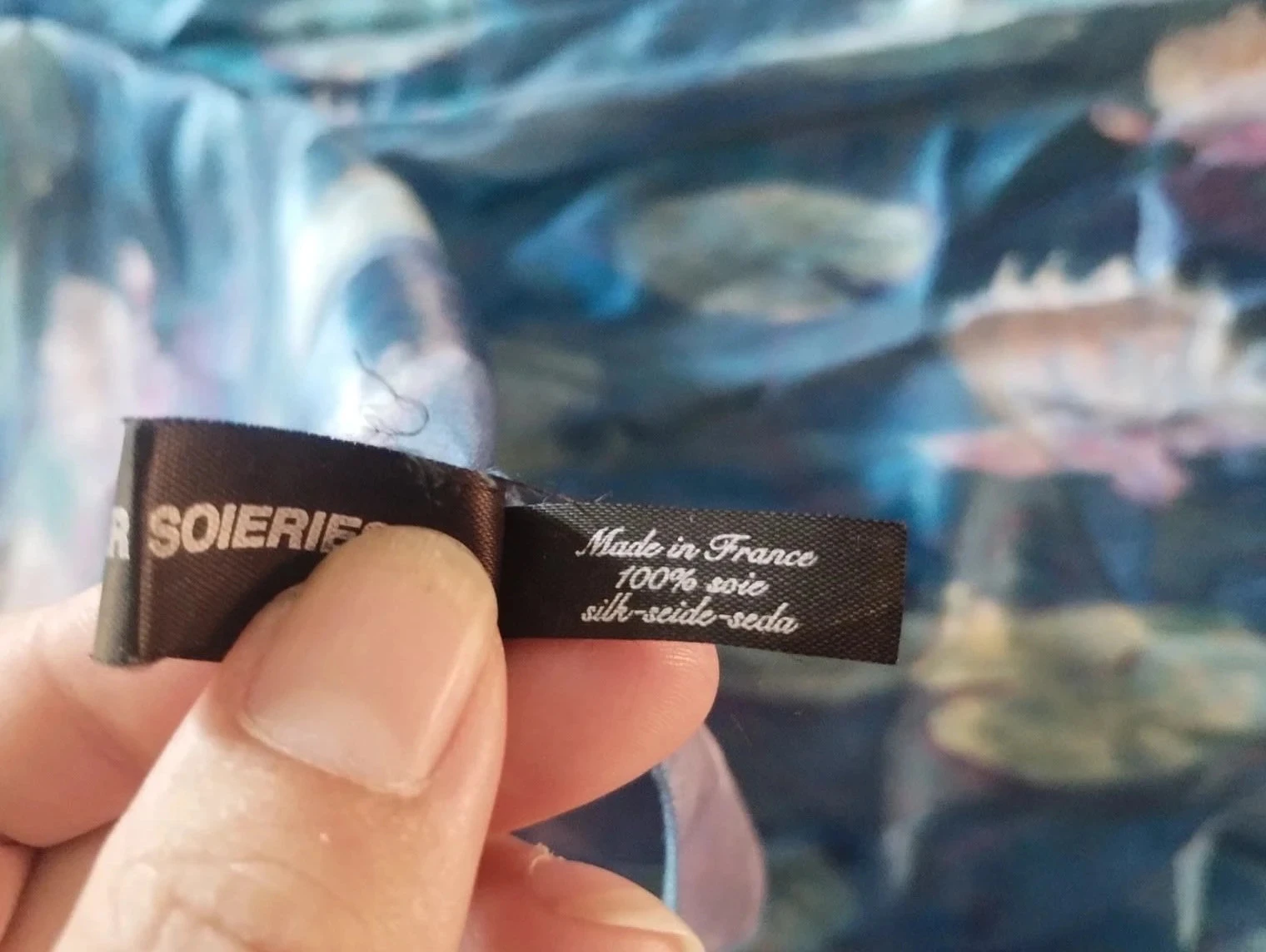 Fular com motivo de nenúfar Monet, 100% seda – photo 8